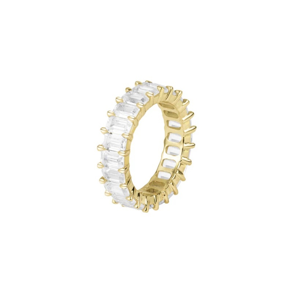 The m jewelers emerald cut pave ring gold